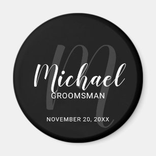 黒のモダンスクリプパーソナライズされたトGroomsmen マグネット