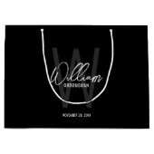 黒のモダンスクリプパーソナライズされたトGroomsmen ラージペーパーバッグ (正面)