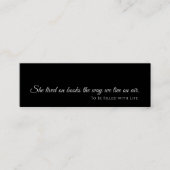 黒のモダンブックマークカード | カスタム読み取り/ブック スキニー名刺 (正面)