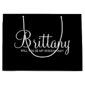 黒のモダンブパーソナライズされたリーメイド提案 ラージペーパーバッグ (正面)