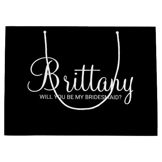 黒のモダンブパーソナライズされたリーメイド提案 ラージペーパーバッグ (正面)