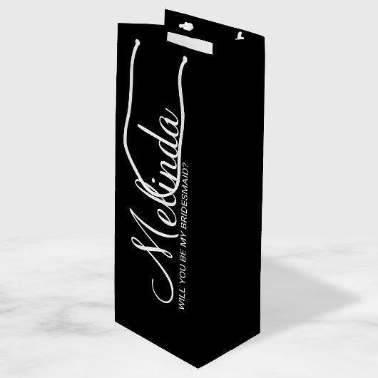 黒のモダンブパーソナライズされたリーメイド提案 ワインギフトバッグ