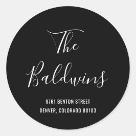 黒のモダンラージネーム差出人住所 ラウンドシール