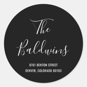 黒のモダンラージネーム差出人住所 ラウンドシール