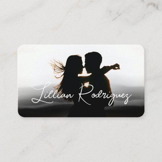 黒のモダン抽象芸術オーバーレイの署名写真 名刺 (正面)