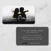 黒のモダン抽象芸術オーバーレイの署名写真 名刺 (正面/裏面)