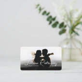 黒のモダン抽象芸術オーバーレイの署名写真 名刺 (スタンド正面)