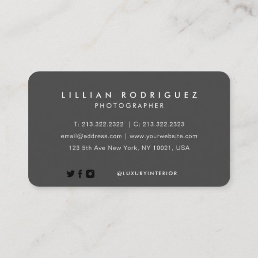 黒のモダン抽象芸術オーバーレイの署名写真 名刺 (裏面)