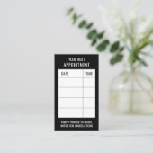 黒のモダン美容師クライアントのアラーム 予約カード (スタンド正面)