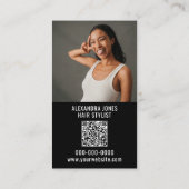 黒のモダン美容師クライアントのアラーム 予約カード (裏面)