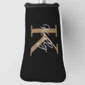 黒のモダン金ゴールドモノグラムスクリプト ゴルフヘッドカバー (回転90)