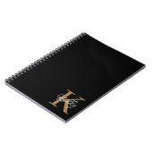 黒のモダン金ゴールドモノグラムスクリプト ノートブック (左側)