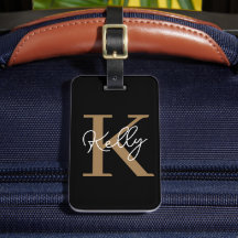 黒のモダン金ゴールドモノグラムスクリプト