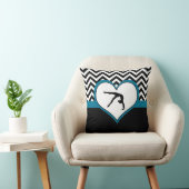 黒のモノグラムとの体操のシェブロンのハート クッション (椅子)