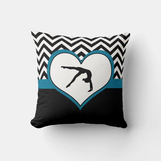 黒のモノグラムとの体操のシェブロンのハート クッション (正面)