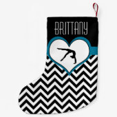 黒のモノグラムとの体操のシェブロンのハート スモールクリスマスストッキング (裏面)