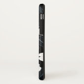 黒のモノグラムに白い花 エレガント Case-Mate iPhoneケース (裏面/左)