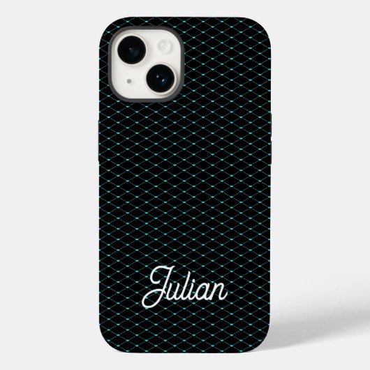 黒のモノグラム緑の網メッシュ Case-Mate iPhoneケース (裏面)