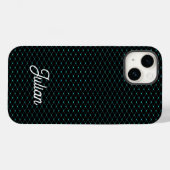 黒のモノグラム緑の網メッシュ Case-Mate iPhoneケース (裏面 (横))