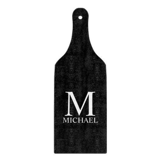黒のモパーソナライズされたノグラムと名前 カッティングボード (正面)