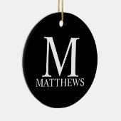 黒のモパーソナライズされたノグラムと名前 セラミックオーナメント (右)