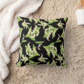 黒のユリの谷の花パターン クッション (ブランケット)