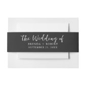 黒のライミニマルネンのテクスチャの白のスクリプト 招待状ベリーバンド (正面例)