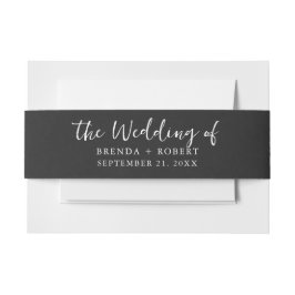 黒のライミニマルネンのテクスチャの白のスクリプト 招待状ベリーバンド