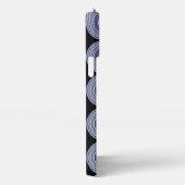 黒のラベンダーバイオレットパープルピンクストライプの波状の波型 iPhoneケース (右側面)