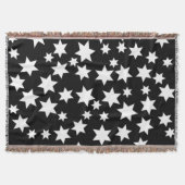 黒のランダムな白い星 スローブランケット (正面)