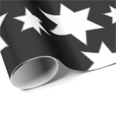 黒のランダムな白い星 ラッピングペーパー (ロールコーナー)