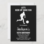 黒のランニング サッカー 誕生日 招待状 (正面)
