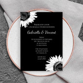 黒のリハーサル結婚ディナーに白ひまわり 招待状