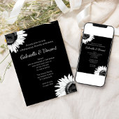 黒のリハーサル結婚ディナーに白ひまわり 招待状