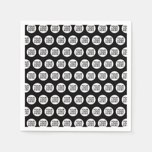黒のリピートビジネス ロゴ スタンダードカクテルナプキン (正面)