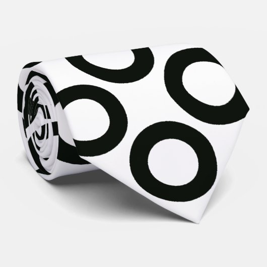 黒のリングや輪パターン（白） ネクタイ (ロール)