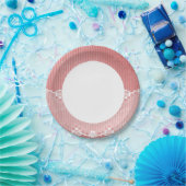 黒のレースを使用したピンクと白の背景 ペーパープレート (パーティー)