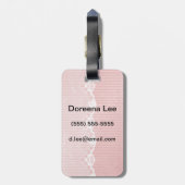 黒のレースを使用したピンクと白の背景 ラゲッジタグ (裏面縦)