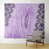 黒のレース 紫 ゴシック ウェディング フォト バックドロップ タペストリー (インサイチュ(横))