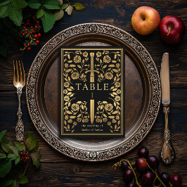 黒のロイヤル・メディエーバル・ソード・ウェディング テーブルナンバー