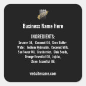 黒のロゴの付いた成分リスト スクエアシール (正面)