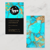 黒のロゴターコイズ石 名刺 (正面/裏面)