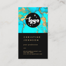 黒のロゴターコイズ石 名刺