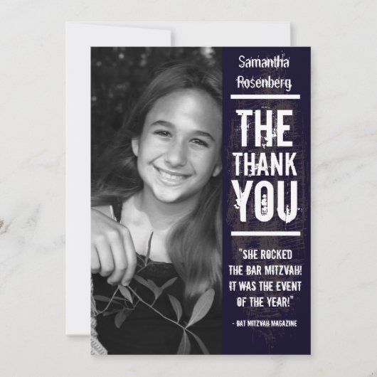 黒のロック・バンドのバルミツワーのサンキューカード サンキューカード (正面)