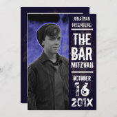 黒のロック・バンドのバーの（ユダヤ教の）バル・ミツバーの招待状 招待状 (正面/裏面)