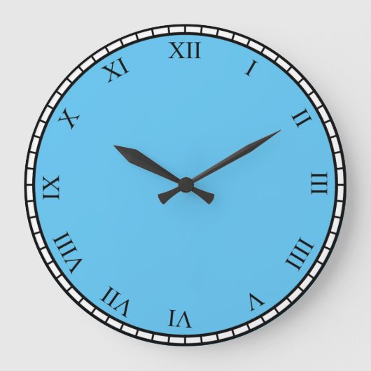 黒のローマ数字顔とトリムクロック顔時計 ラージ壁時計 (正面)