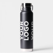 黒のワイドなロゴパターン ウォーターボトル (正面)