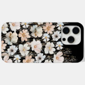 黒のワイルドフラワーパターン Case-Mate iPhoneケース (裏面 (横))