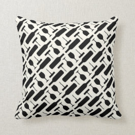 黒のワイン・ボトルのコルクせん抜きのガラスパターン クッション