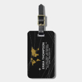 黒のワールドマップ ラゲッジタグ (正面縦)